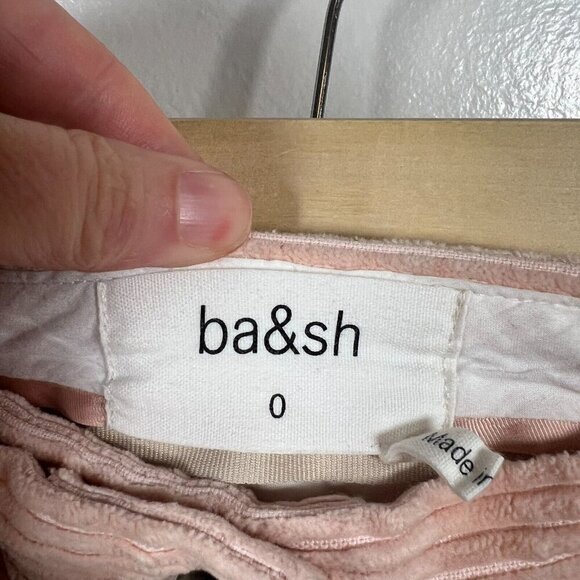 Ba&sh Corduroy Lady Pants Size 0 US 4 Pink Wide Leg Cropped High Rise - Picture 3 of 9